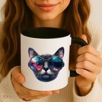 Cat Space Glasses Sunglasses Universe Meme Funny Graphic  Coffee Mug thumb 3
