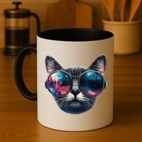 Cat Space Glasses Sunglasses Universe Meme Funny Graphic  Coffee Mug thumb 4