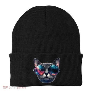 Cat Space Glasses Sunglasses Universe Meme Funny Graphic  Beanie