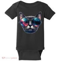 Cat Space Glasses Sunglasses Universe Meme Funny Graphic  Baby Bodysuit thumb 0