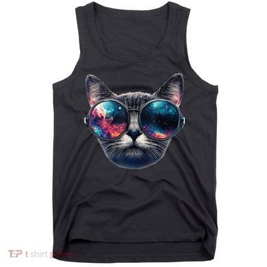 Cat Space Glasses Sunglasses Universe Meme Funny Graphic  Tank Top