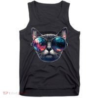 Cat Space Glasses Sunglasses Universe Meme Funny Graphic  Tank Top thumb 0