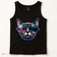 Cat Space Glasses Sunglasses Universe Meme Funny Graphic  Tank Top thumb 2