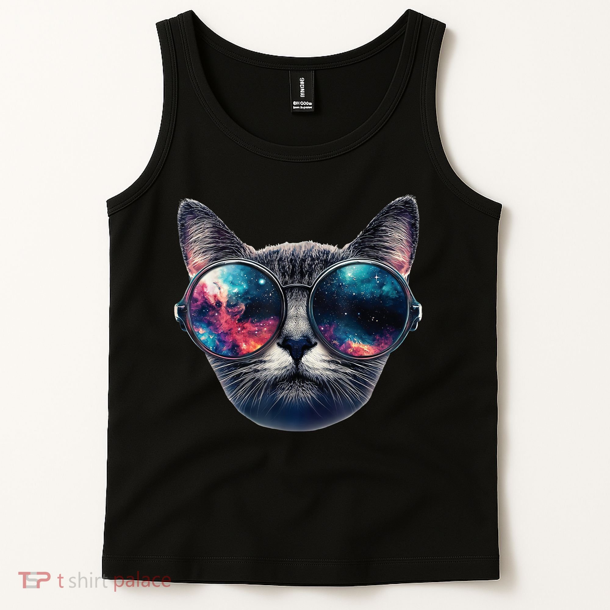Cat Space Glasses Sunglasses Universe Meme Funny Graphic  Tank Top