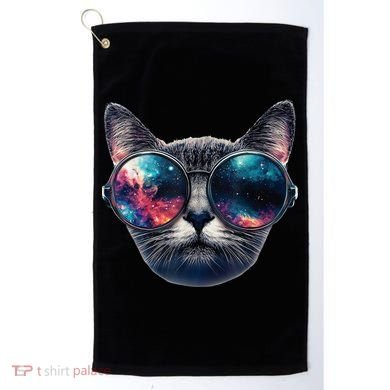 Cat Space Glasses Sunglasses Universe Meme Funny Graphic  Golf Towel