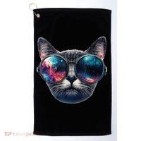 Cat Space Glasses Sunglasses Universe Meme Funny Graphic  Golf Towel thumb 0