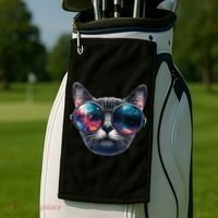 Cat Space Glasses Sunglasses Universe Meme Funny Graphic  Golf Towel thumb 2