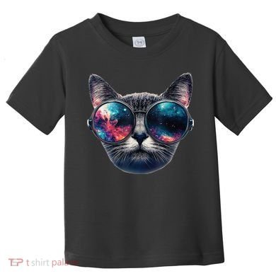 Cat Space Glasses Sunglasses Universe Meme Funny Graphic  Toddler T-Shirt