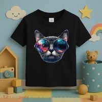 Cat Space Glasses Sunglasses Universe Meme Funny Graphic  Toddler T-Shirt thumb 3