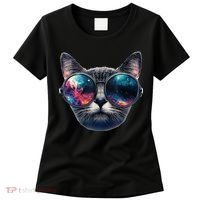 Cat Space Glasses Sunglasses Universe Meme Funny Graphic  Women's T-Shirt thumb 0