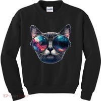 Cat Space Glasses Sunglasses Universe Meme Funny Graphic  Kids Sweatshirt thumb 0