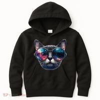 Cat Space Glasses Sunglasses Universe Meme Funny Graphic  Kids Hoodie thumb 0