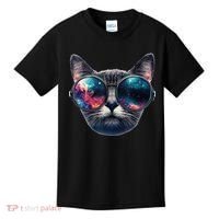 Cat Space Glasses Sunglasses Universe Meme Funny Graphic  Kids T-Shirt thumb 0