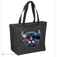 Cat Space Glasses Sunglasses Universe Meme Funny Graphic  Tote Bag thumb 2