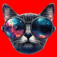 Cat Space Glasses Sunglasses Universe Meme Funny Graphic  Santa Hat thumb 1