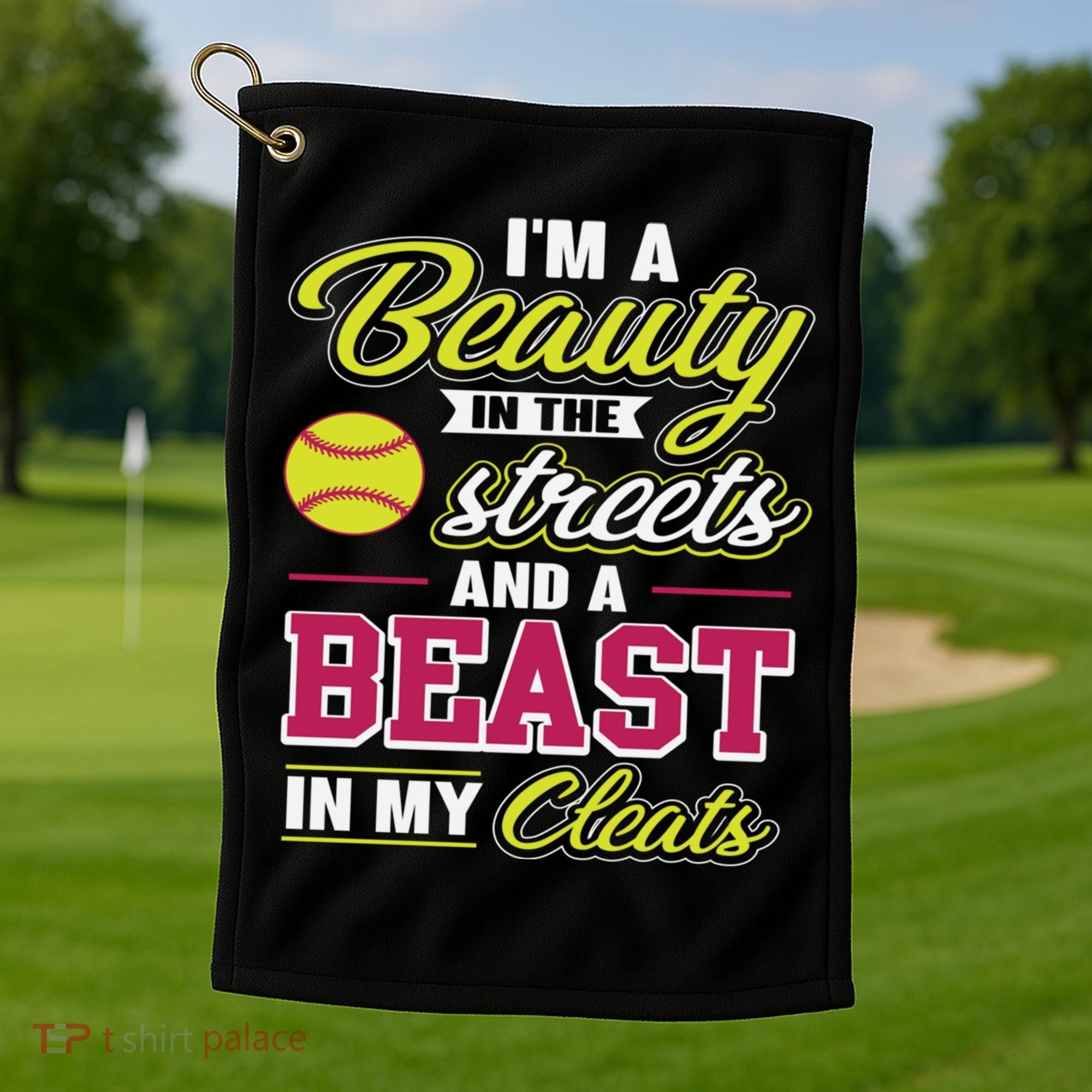 Cute Softball Gift For Softball Players Golf Towel