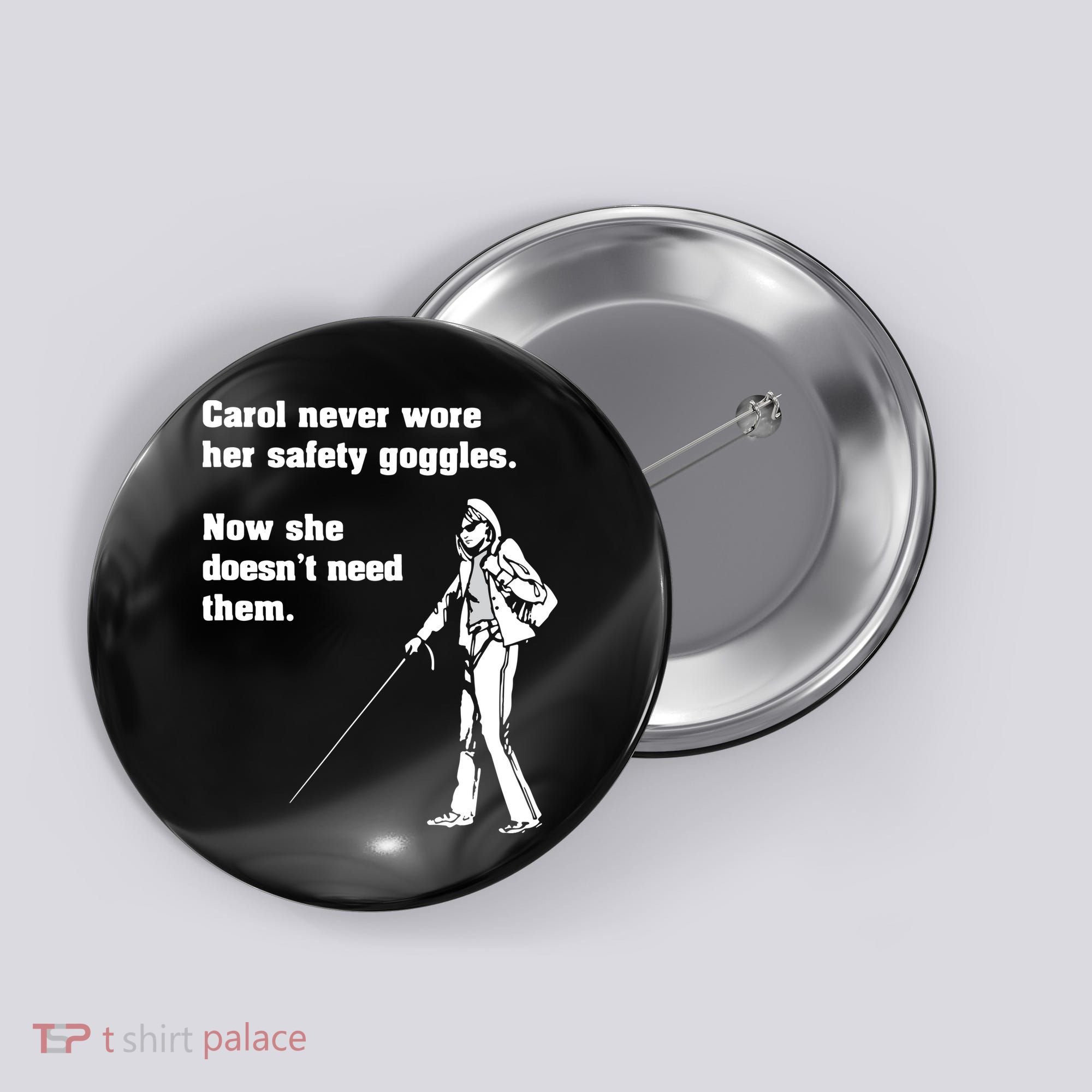 Carol Safety Goggles Funny Science Chemistry Button
