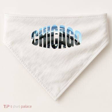 Chicago Skyline Giant Bean City Illinois State Gift USA-Made Doggie Bandana