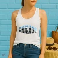 Chicago Skyline Giant Bean City Illinois State Gift Women's Tank Top thumb 2