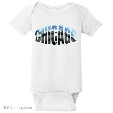 Chicago Skyline Giant Bean City Illinois State Gift Baby Bodysuit