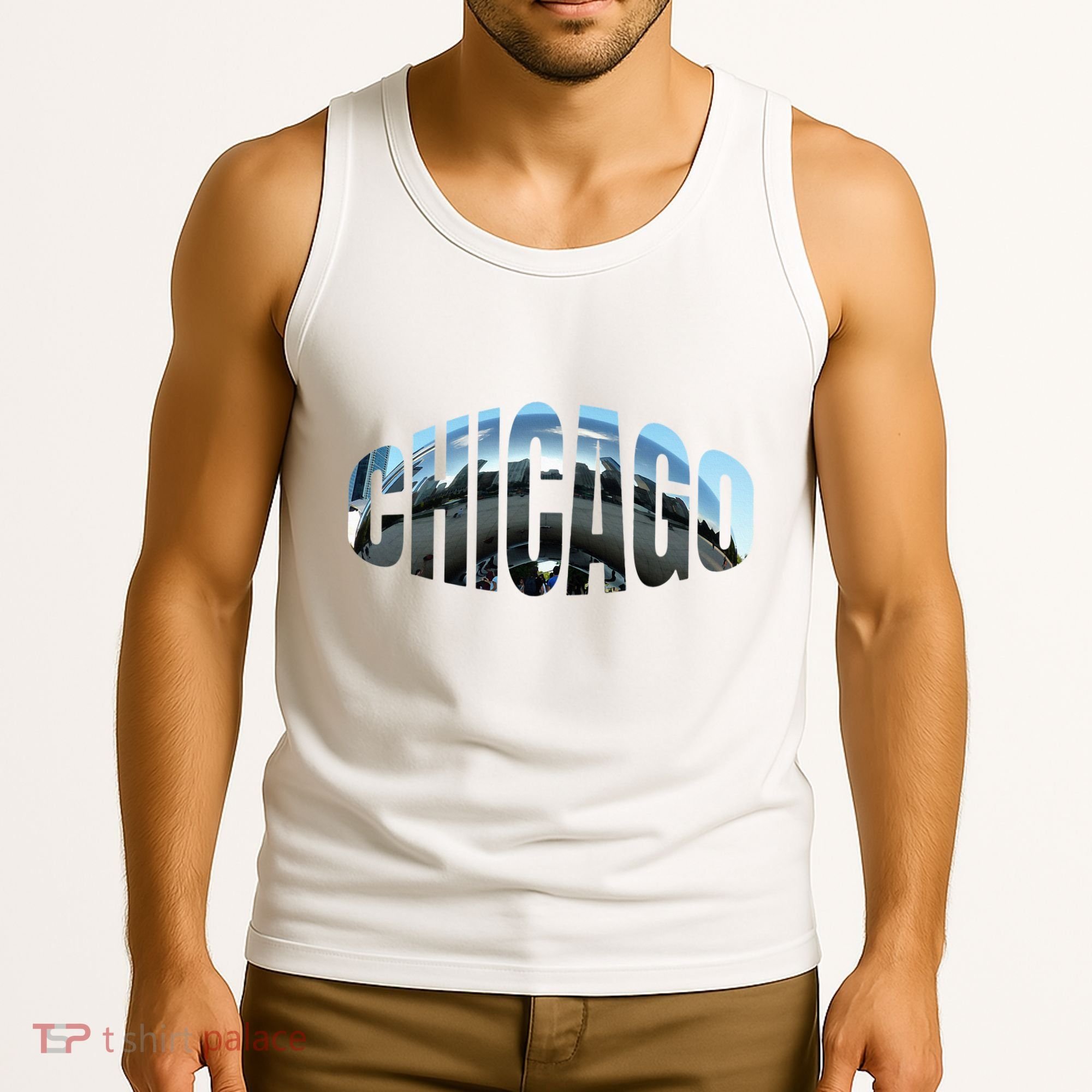 Chicago Skyline Giant Bean City Illinois State Gift Tank Top