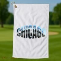 Chicago Skyline Giant Bean City Illinois State Gift Golf Towel thumb 1
