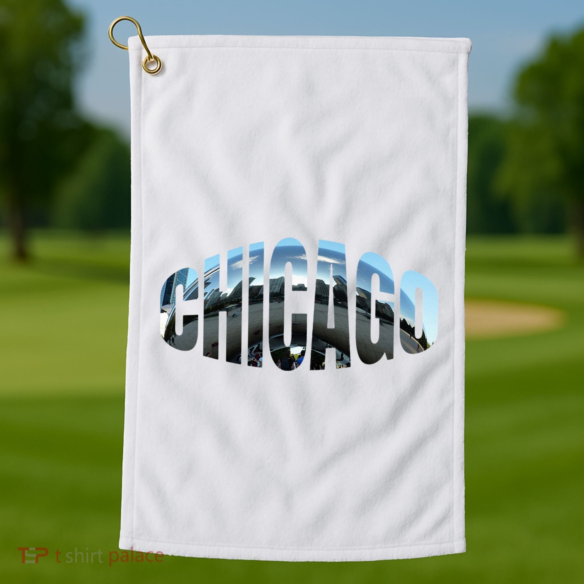 Chicago Skyline Giant Bean City Illinois State Gift Golf Towel
