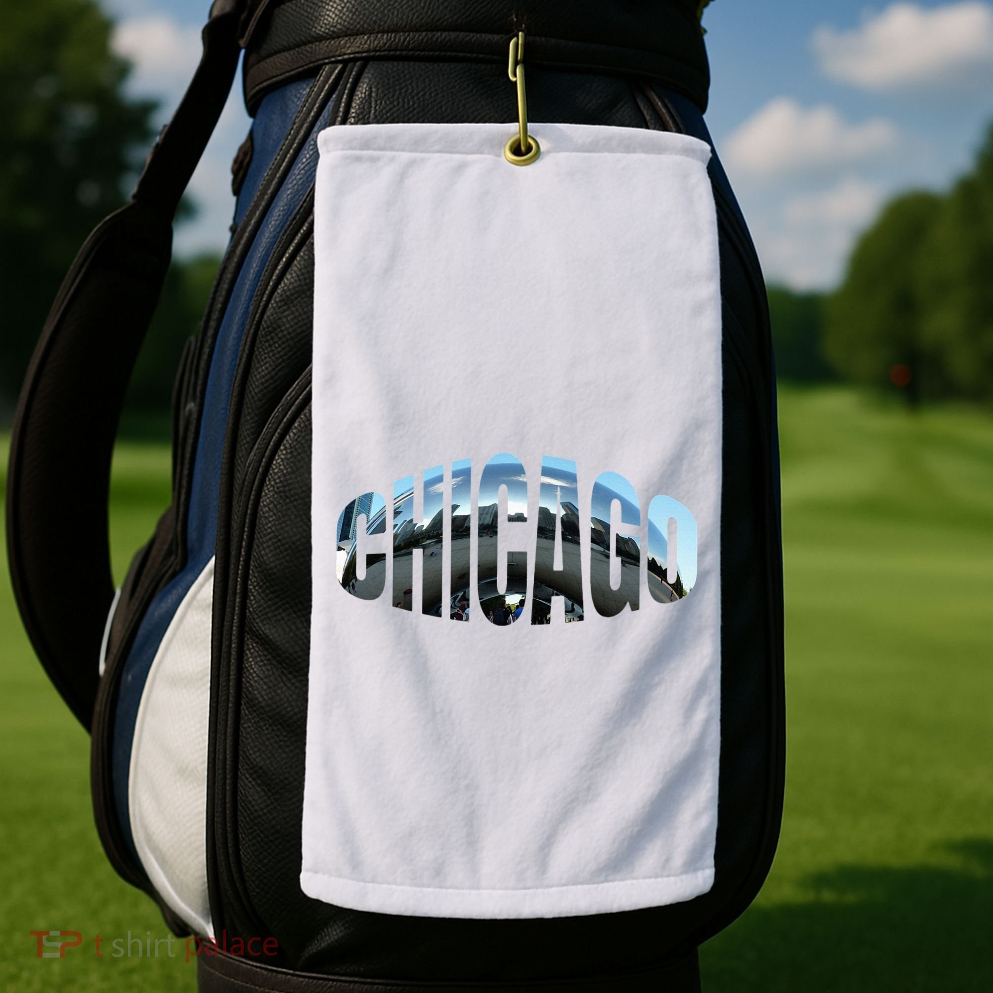 Chicago Skyline Giant Bean City Illinois State Gift Golf Towel