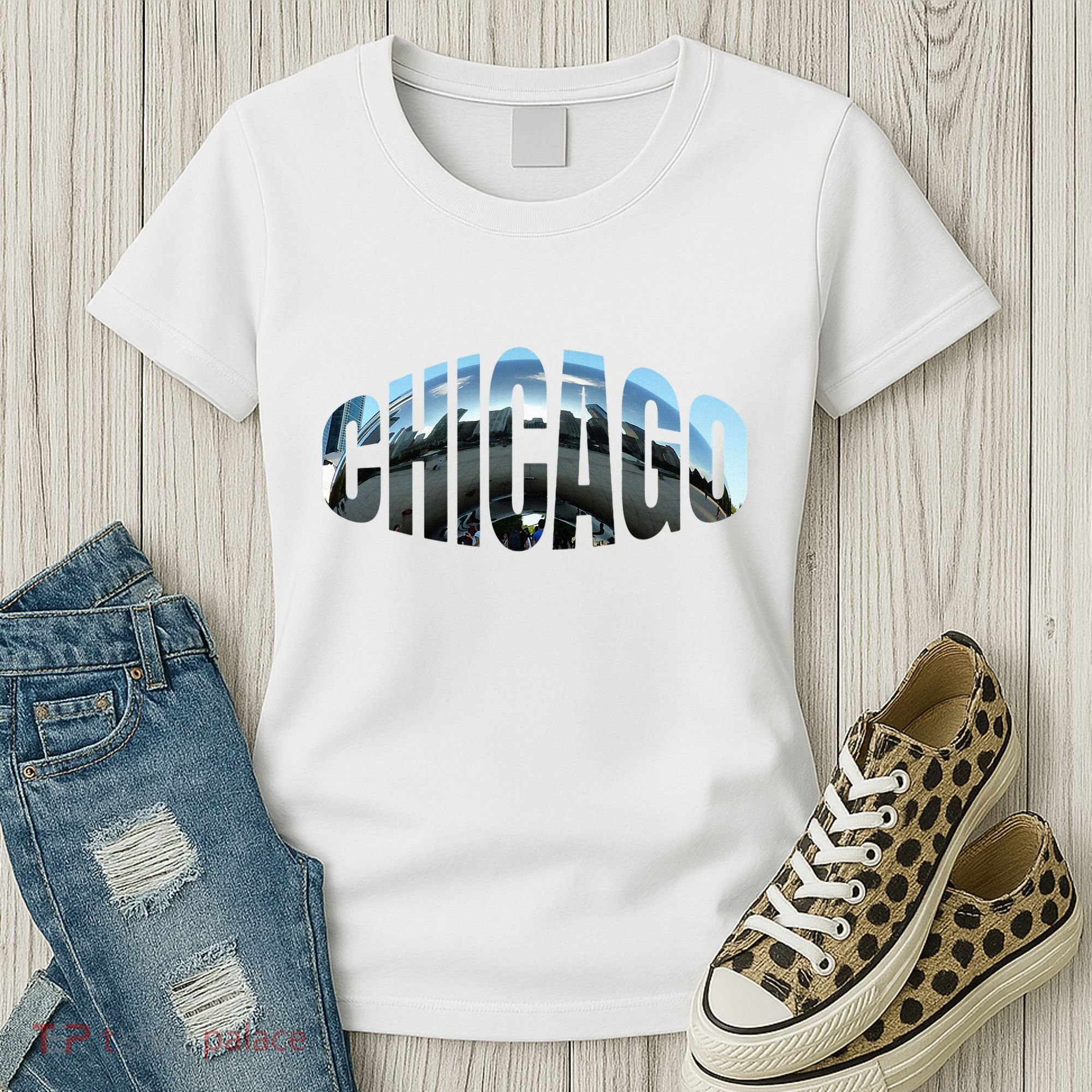 Chicago Skyline Giant Bean City Illinois State Gift Women's T-Shirt