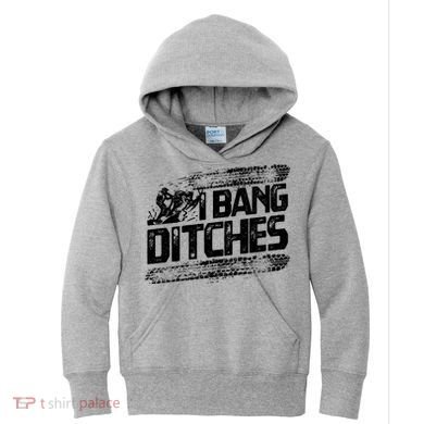 Cool Snowmobile Gift I Bang Ditches Snowmobiling Kids Hoodie