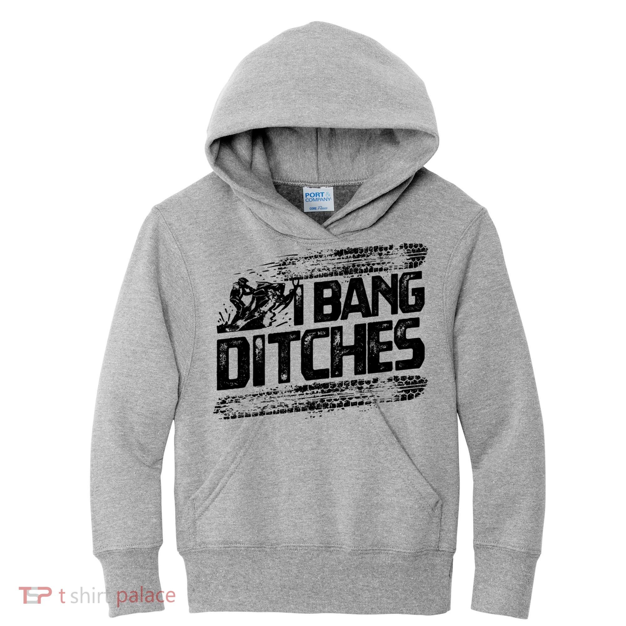 Cool Snowmobile Gift I Bang Ditches Snowmobiling Kids Hoodie