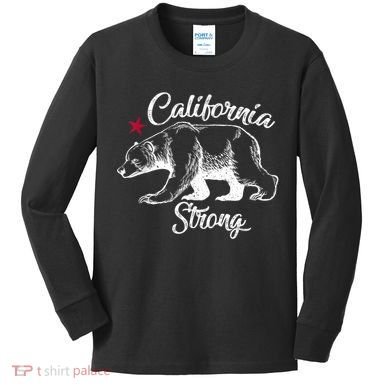 California Strong Grizzly Bear Kids Long Sleeve Shirt
