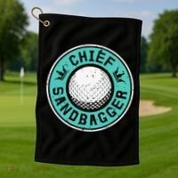 Chief Sandbagger Gag Funny Golf Team Gift Golf Towel thumb 1