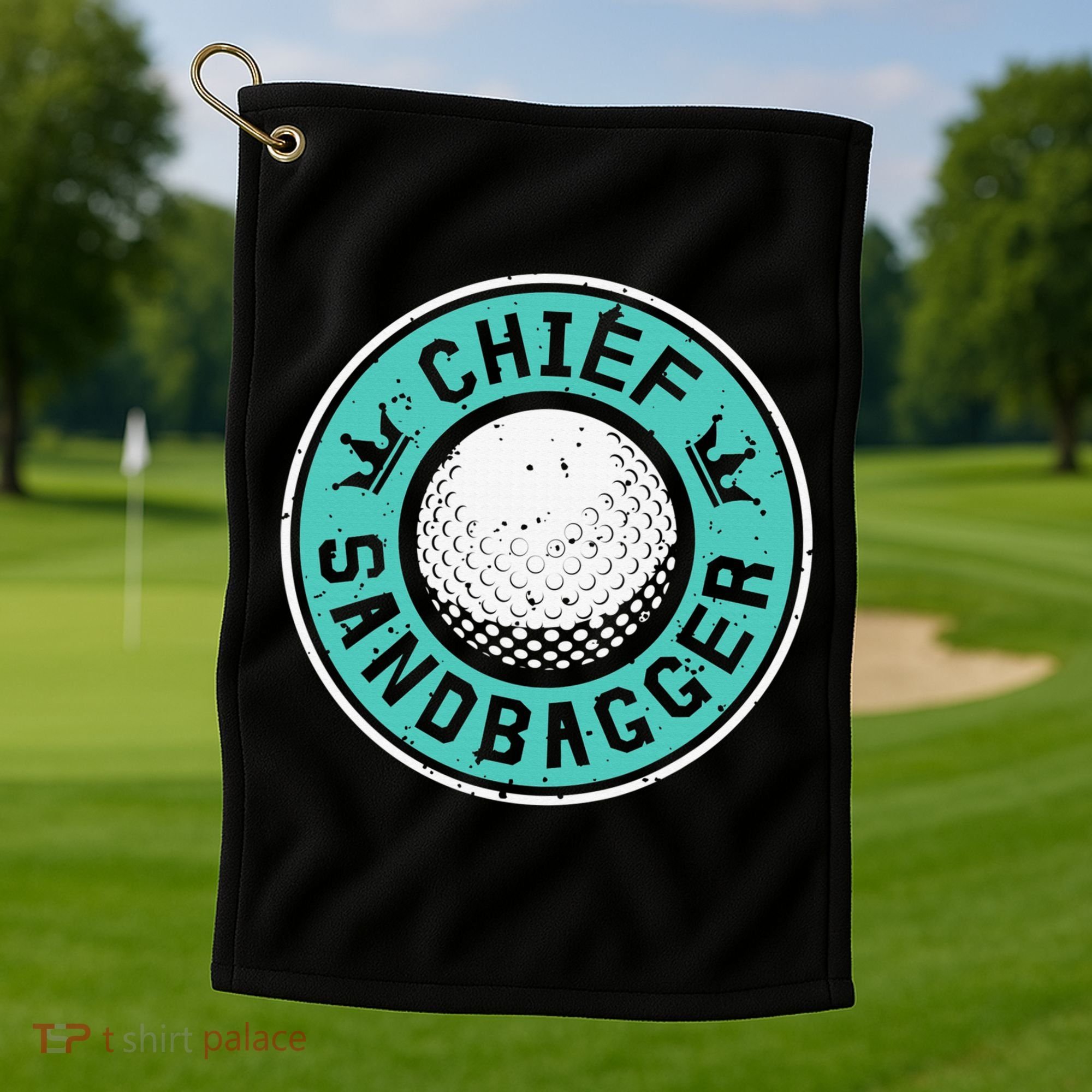 Chief Sandbagger Gag Funny Golf Team Gift Golf Towel