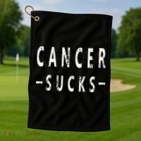 Cancer Sucks Gift Hooded Cancer Gift Golf Towel thumb 1