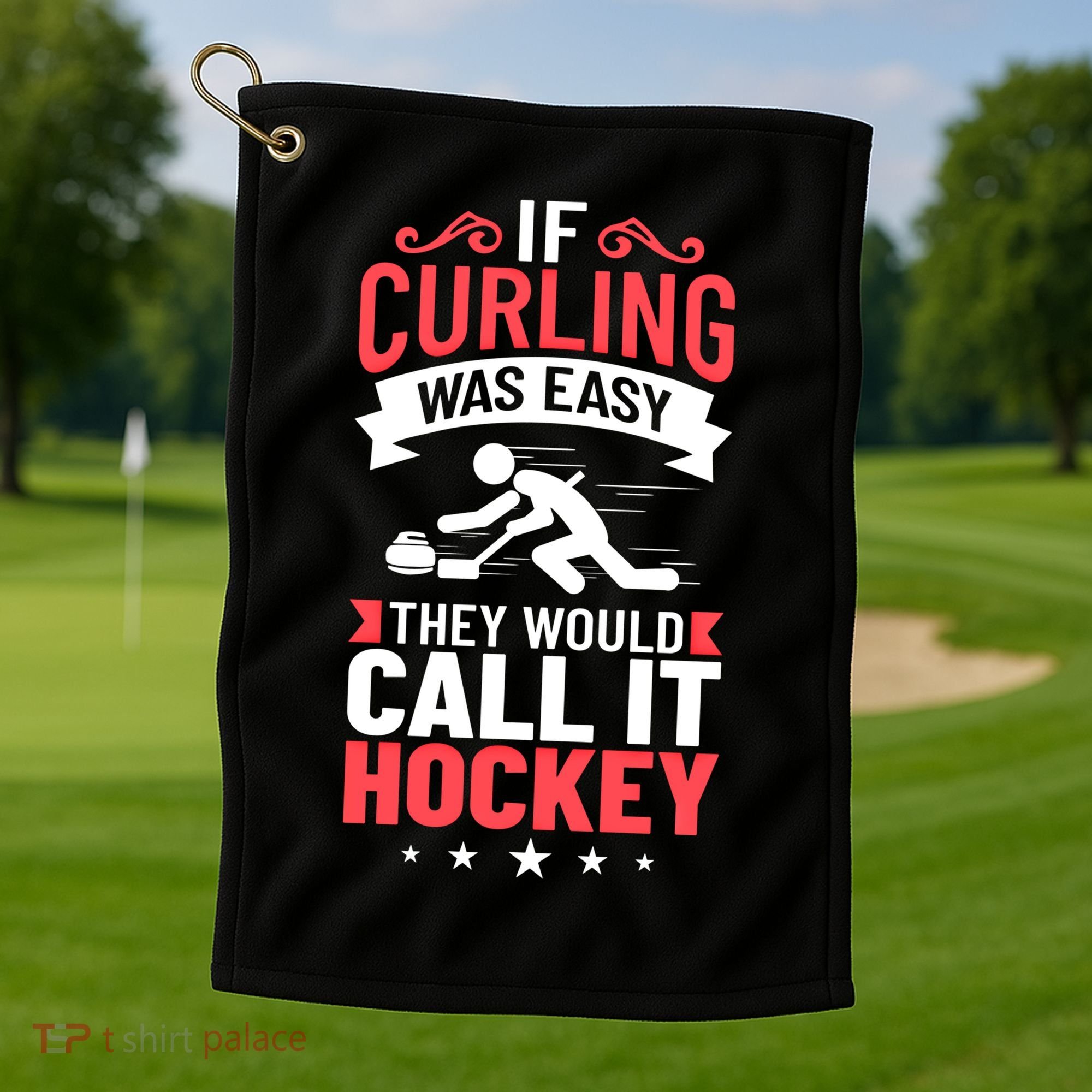 Curling Sport Game Curler Player Stones Broom Curl Gift Golf Towel