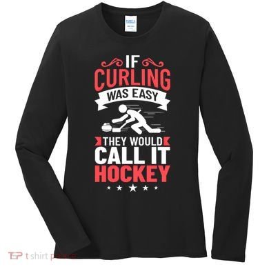 Curling Sport Game Curler Player Stones Broom Curl Gift Women's Long Sleeve Shirt