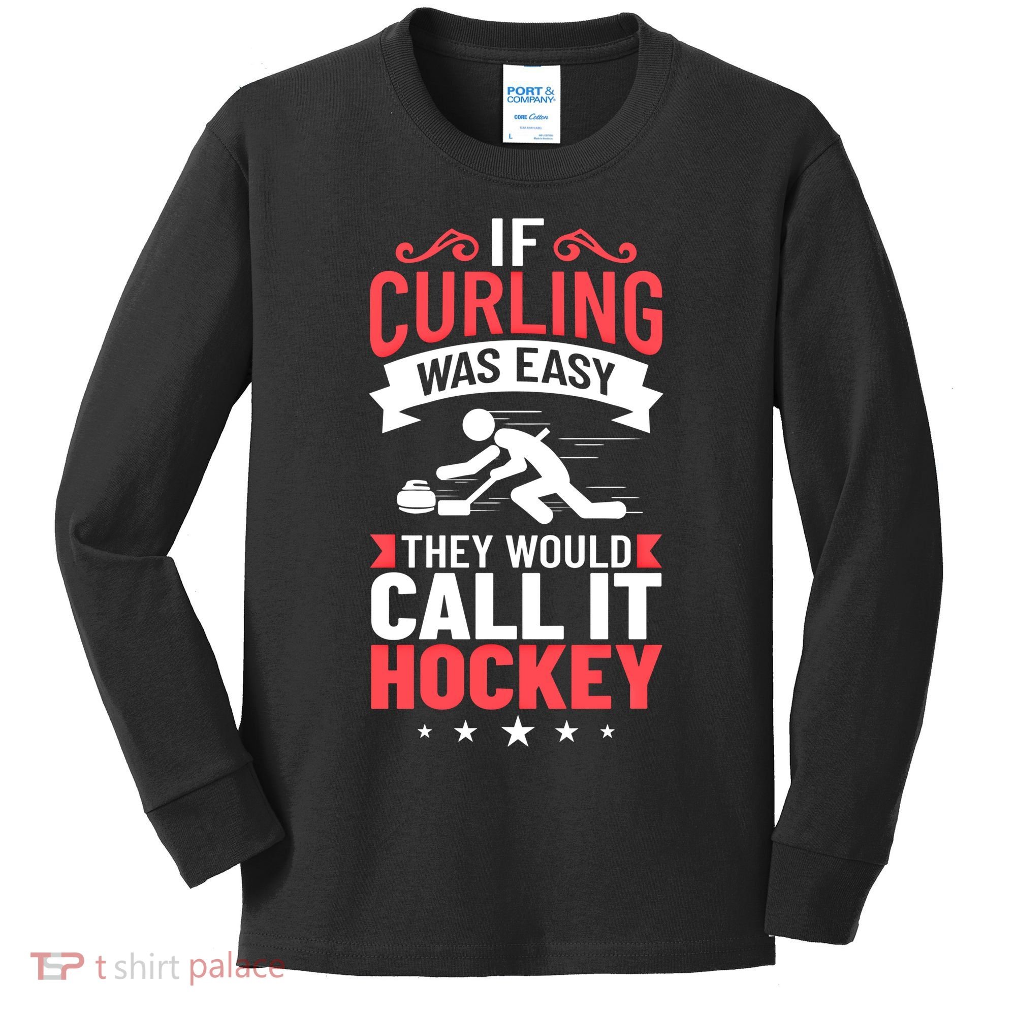 Curling Sport Game Curler Player Stones Broom Curl Gift Kids Long Sleeve Shirt