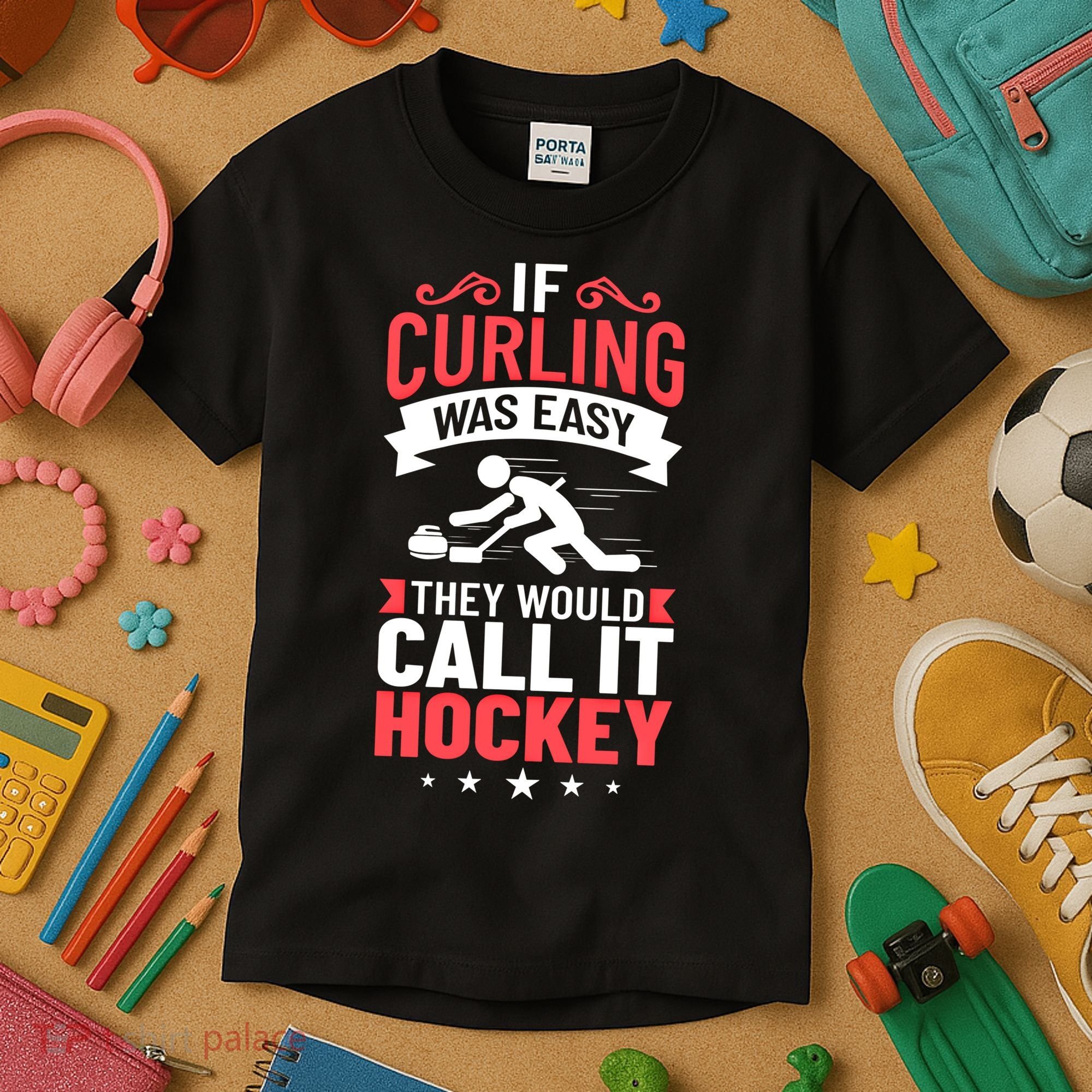 Curling Sport Game Curler Player Stones Broom Curl Gift Kids T-Shirt