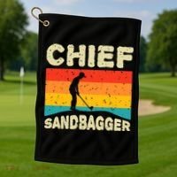 Chief Sandbagger Gag Golf Golf Towel thumb 1