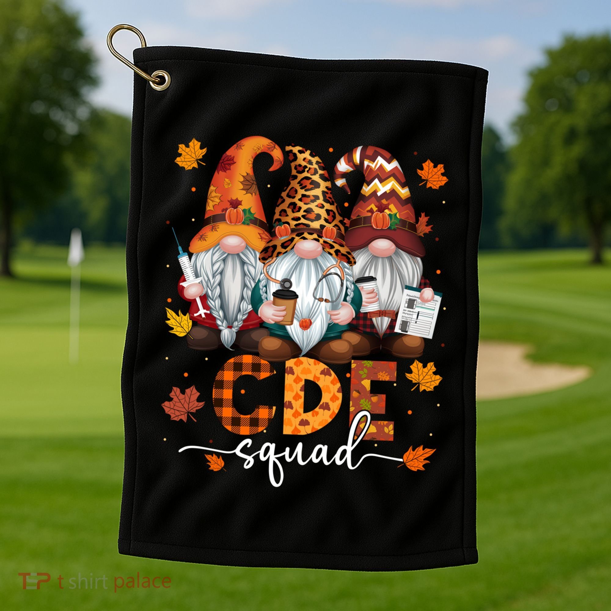 Cde Squad Gnome Nurse Leopard Thanksgiving Stethoscope Meaningful Gift Golf Towel