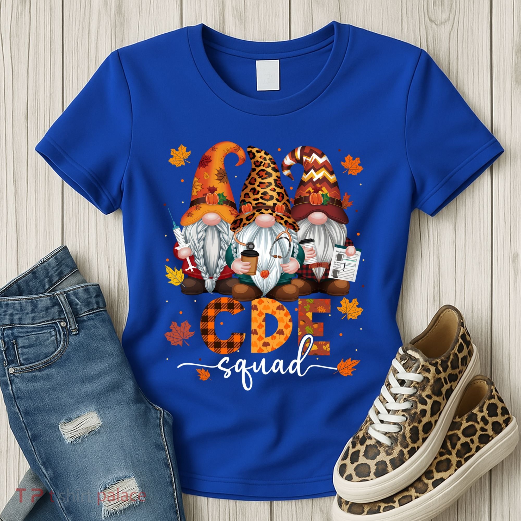 Cde Squad Gnome Nurse Leopard Thanksgiving Stethoscope Meaningful Gift Women's T-Shirt