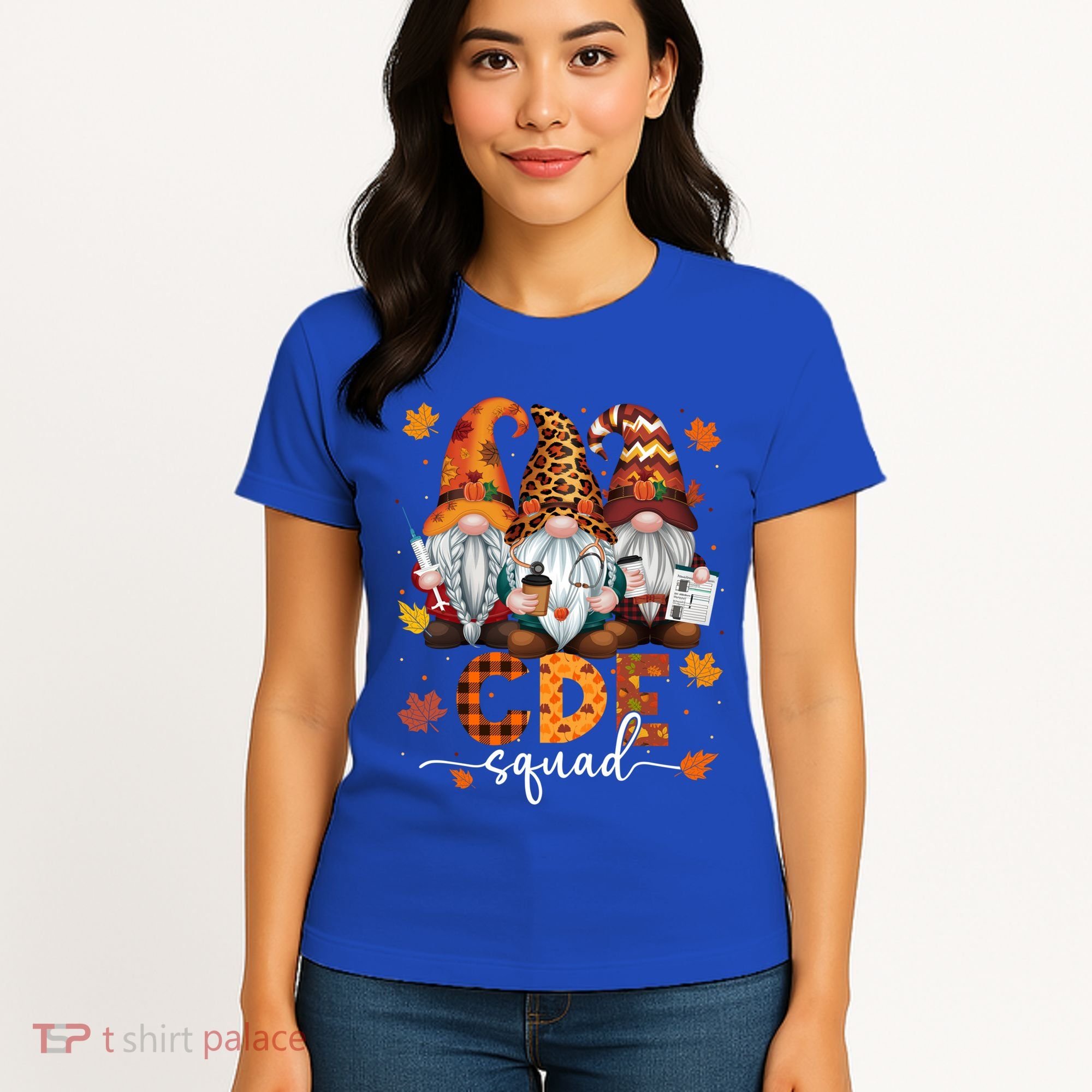 Cde Squad Gnome Nurse Leopard Thanksgiving Stethoscope Meaningful Gift Women's T-Shirt