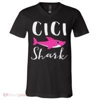 Cici Shark Grandma Grandmother Shark V-Neck T-Shirt thumb 0