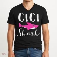 Cici Shark Grandma Grandmother Shark V-Neck T-Shirt thumb 2