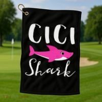 Cici Shark Grandma Grandmother Shark Golf Towel thumb 1