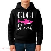 Cici Shark Grandma Grandmother Shark Kids Hoodie thumb 4