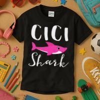 Cici Shark Grandma Grandmother Shark Kids T-Shirt thumb 3
