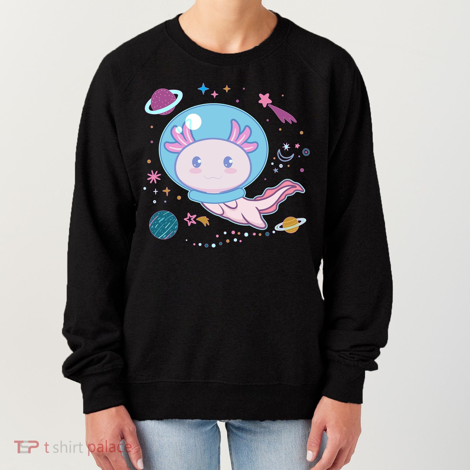 Cute Space Galaxy Astronaut Axolotl Women's Sweatshirt