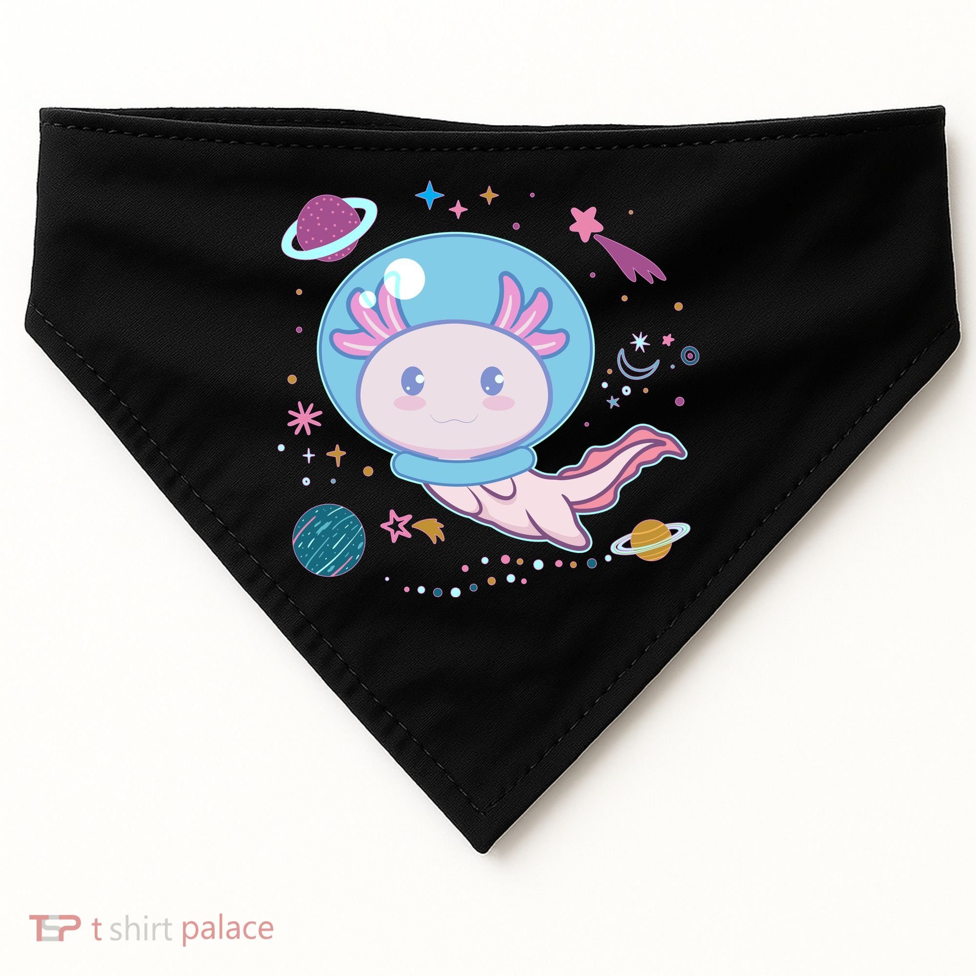 Cute Space Galaxy Astronaut Axolotl USA-Made Doggie Bandana